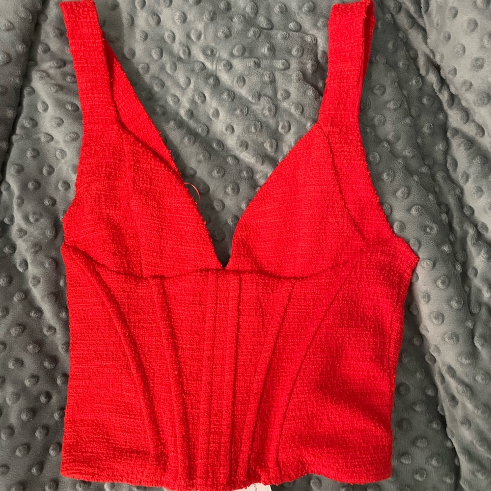 red zara corset top